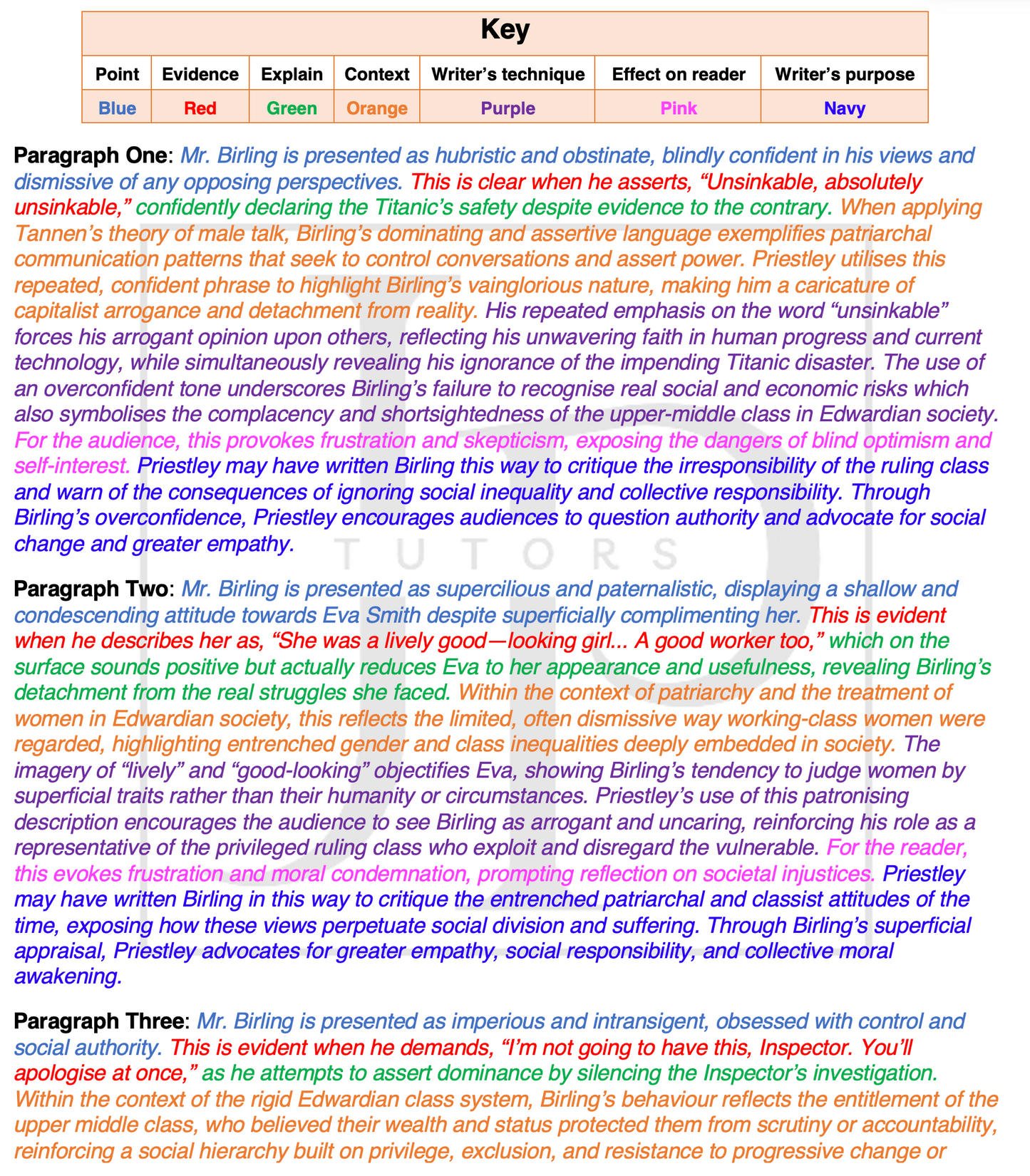 An Inspector Calls - Model Character Essays