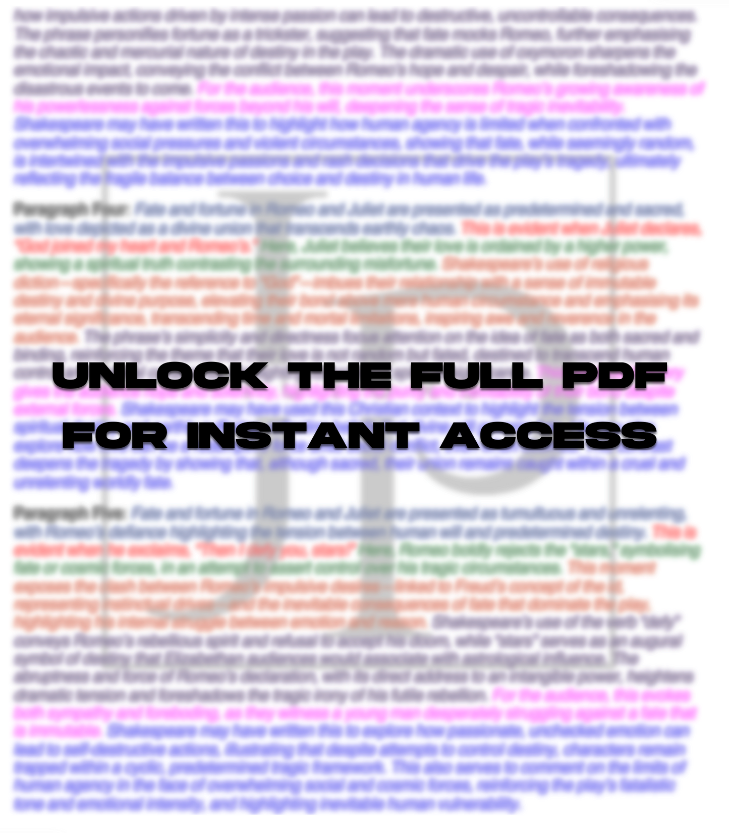 Romeo and Juliet - Model Theme Essays