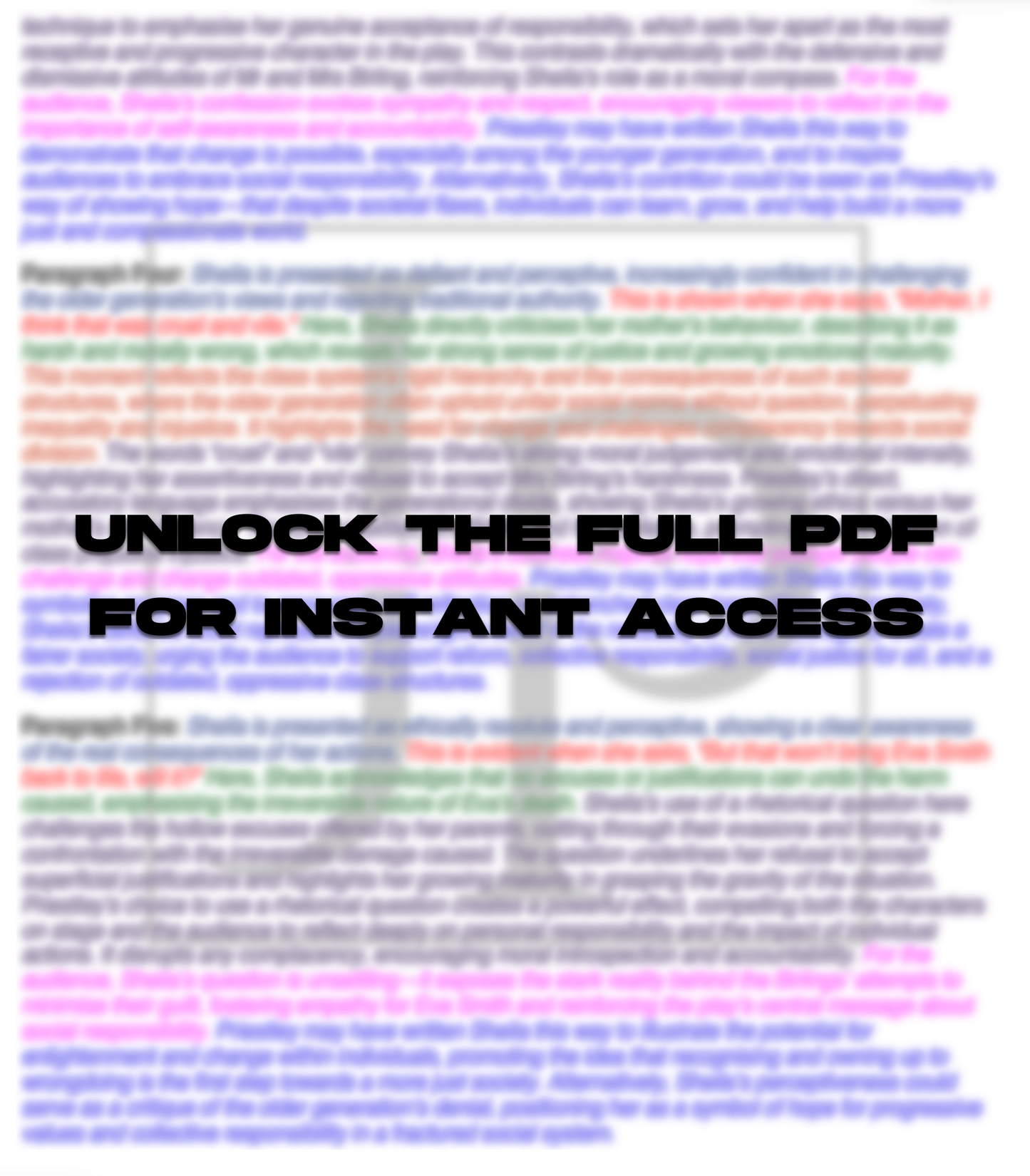 An Inspector Calls - Model Character Essays